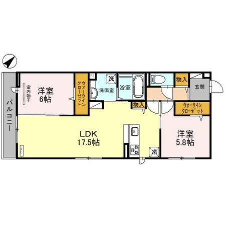 萩原天神駅 徒歩20分 2階の物件間取画像